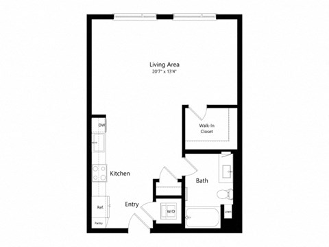 a floor plan of a unit with a bedroom and a living room